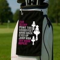 Funny Girl Irish Dance Gift, Eat Sleep Repeat Golf Towel thumb 2
