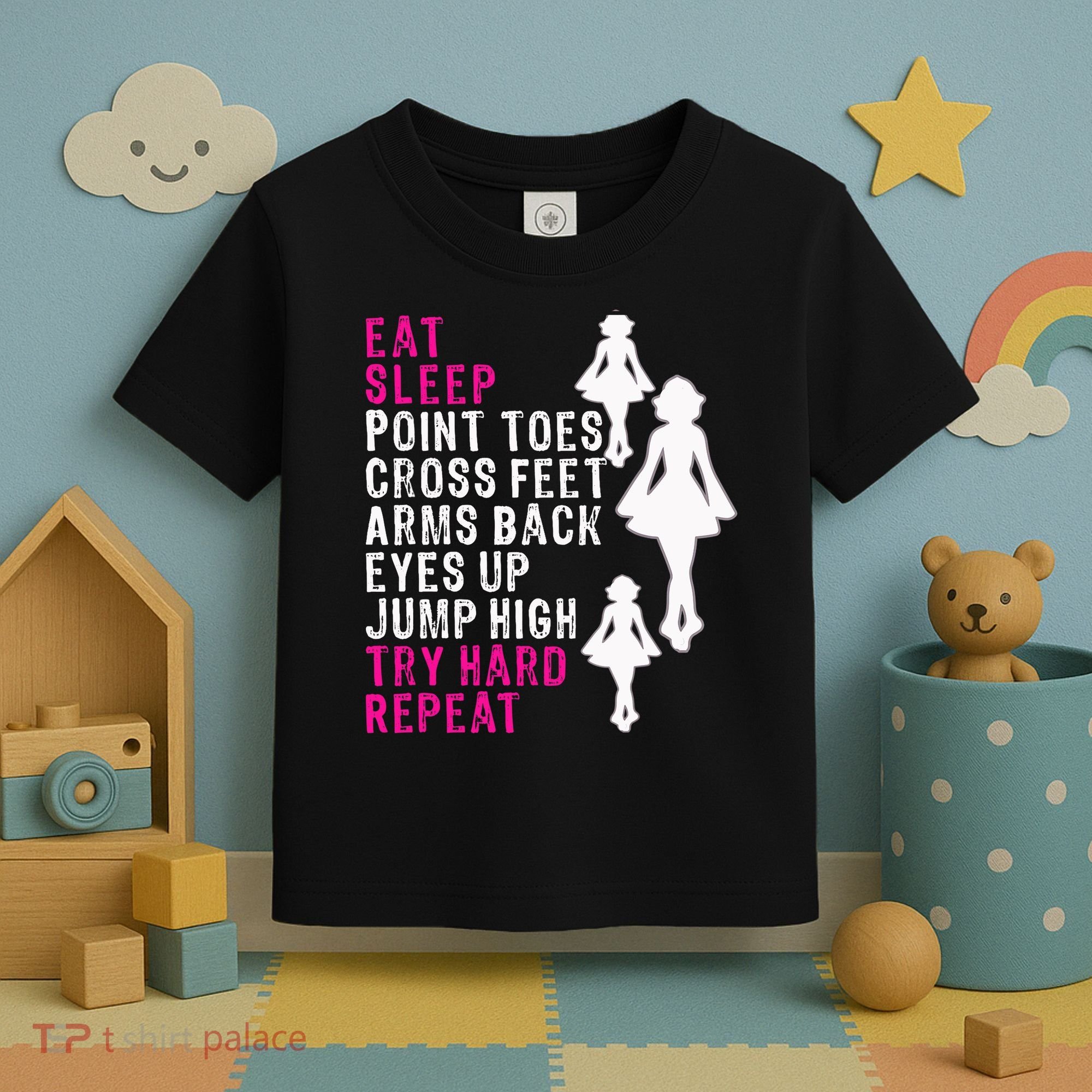 Funny Girl Irish Dance Gift, Eat Sleep Repeat Toddler T-Shirt