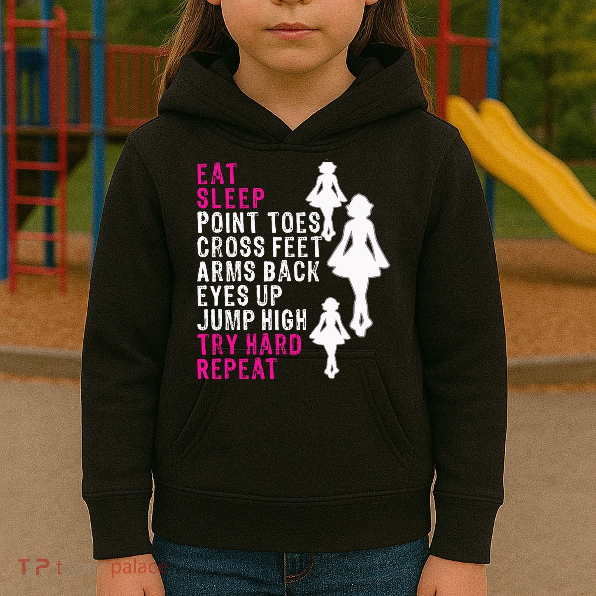Funny Girl Irish Dance Gift, Eat Sleep Repeat Kids Hoodie