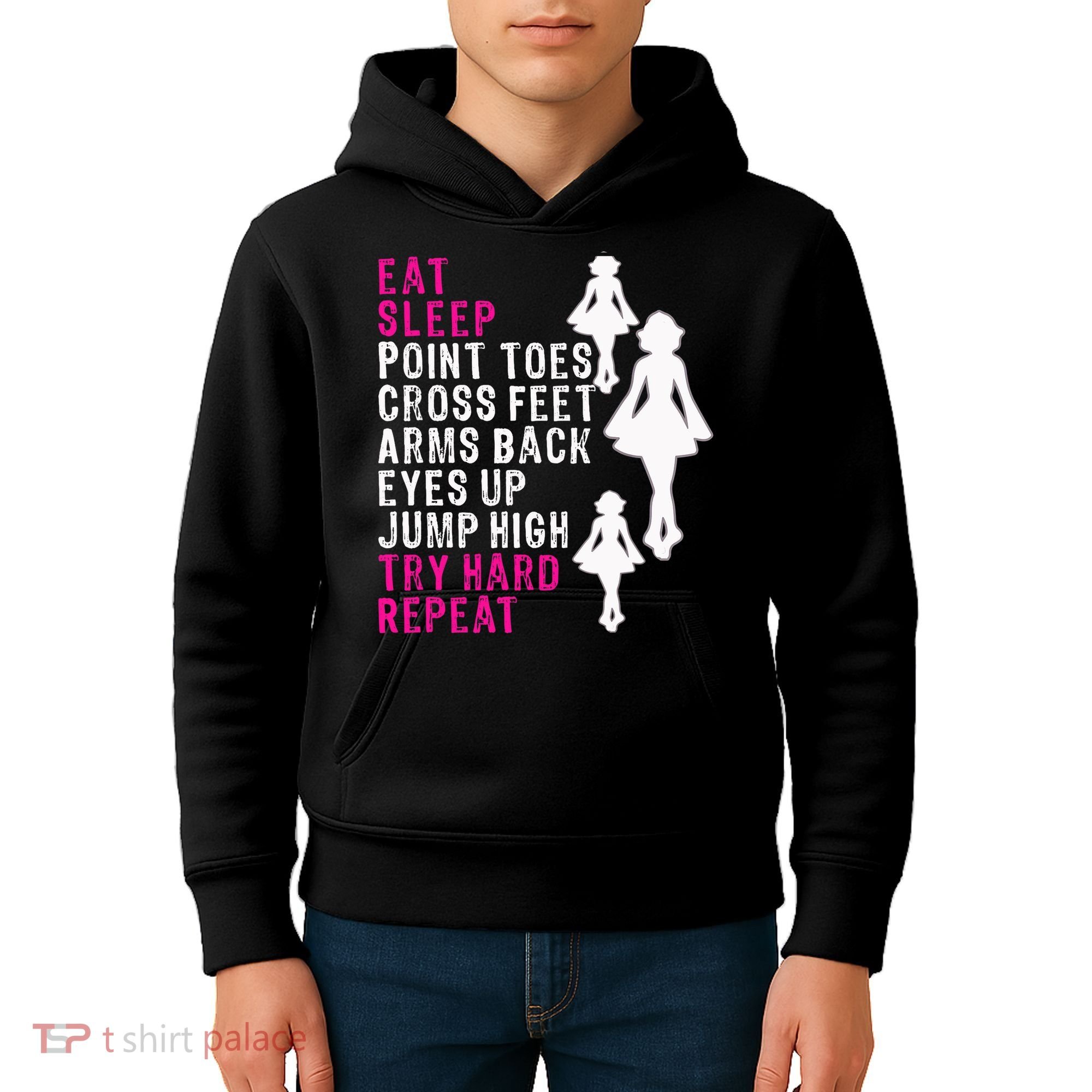 Funny Girl Irish Dance Gift, Eat Sleep Repeat Kids Hoodie