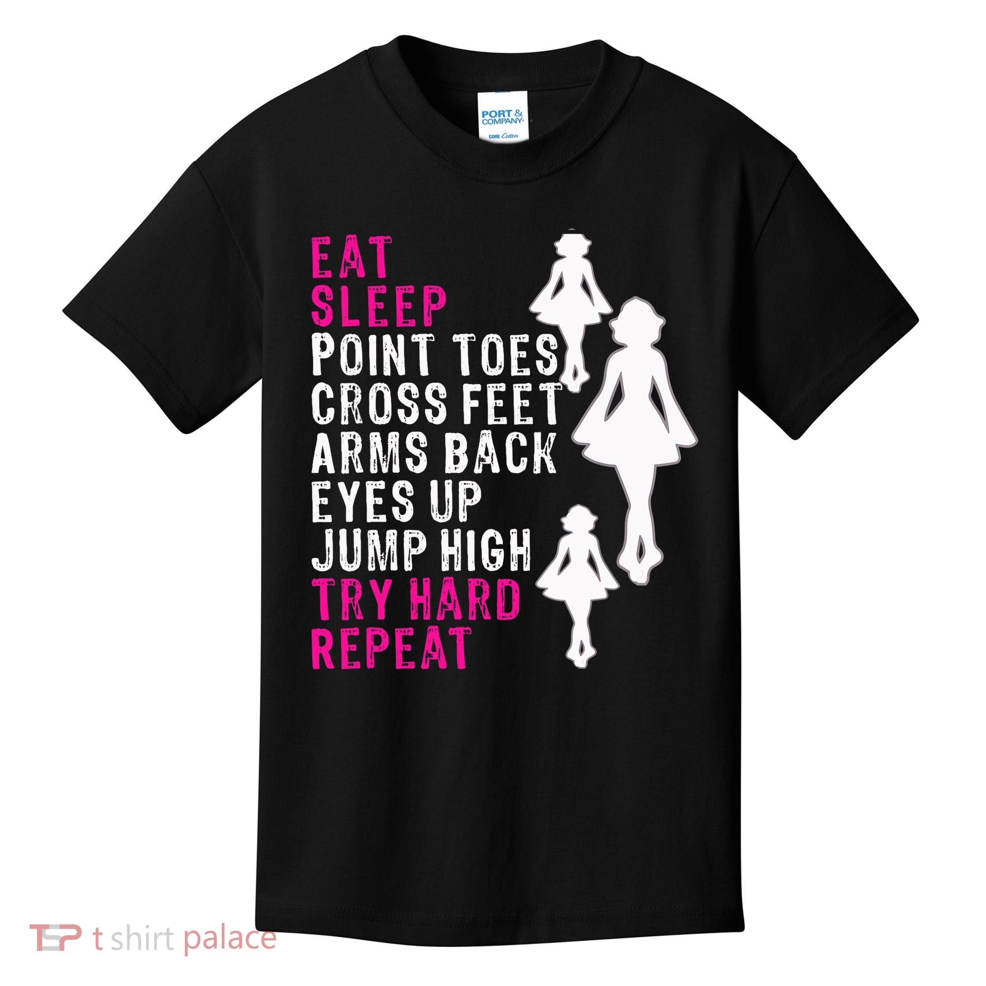 Funny Girl Irish Dance Gift, Eat Sleep Repeat Kids T-Shirt
