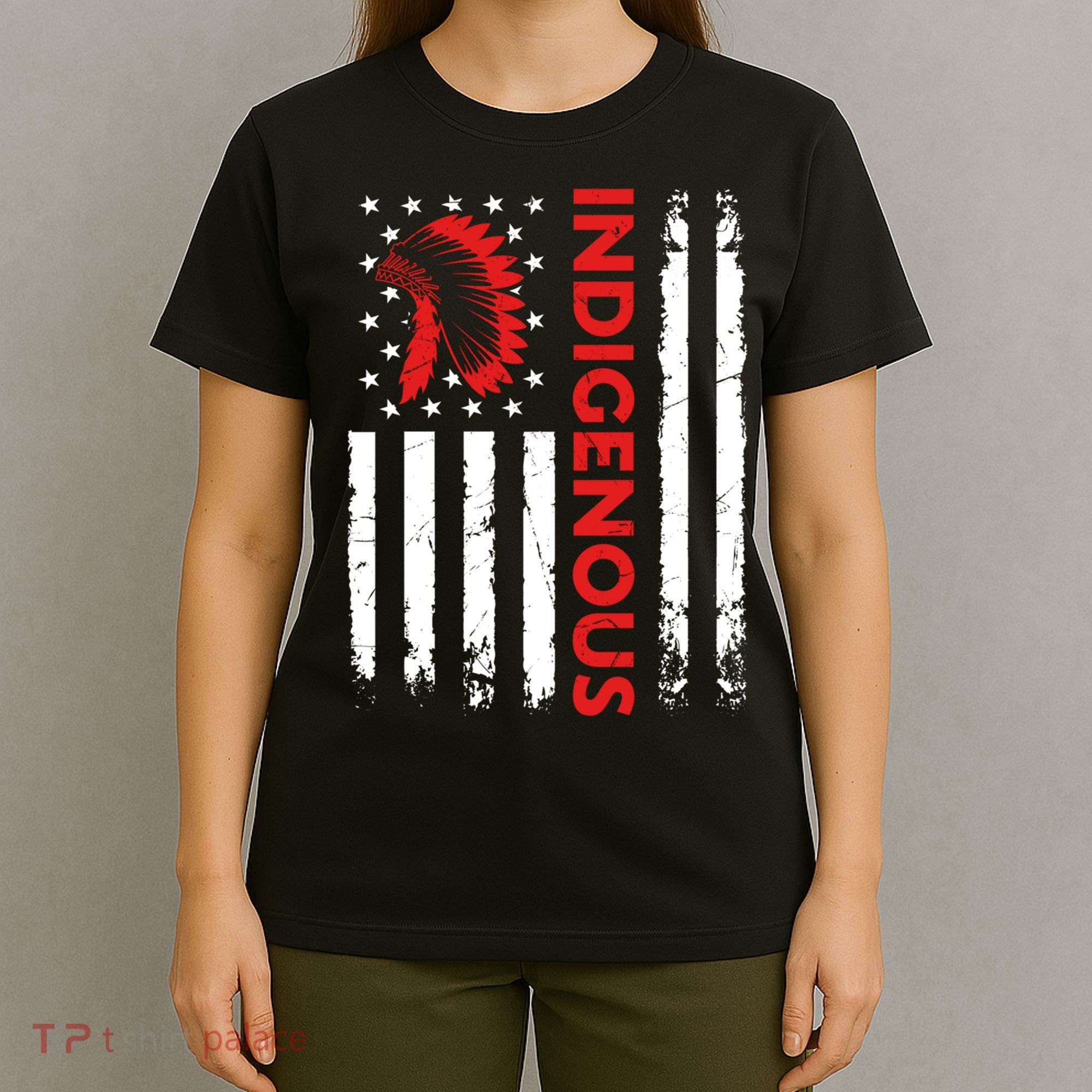 Funny Gift Indigenous People Day Us Flag Native American Heritage  T-Shirt