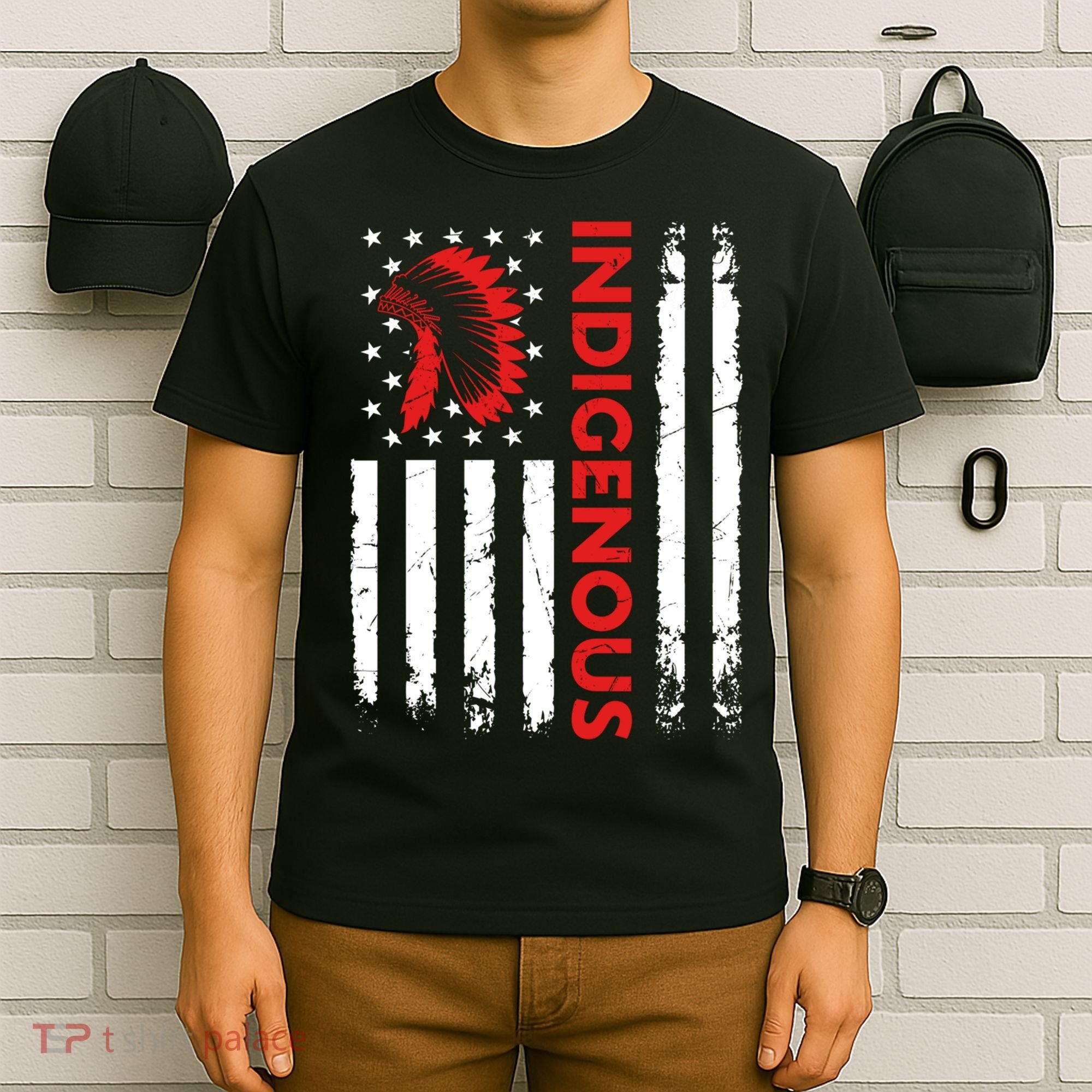 Funny Gift Indigenous People Day Us Flag Native American Heritage  T-Shirt