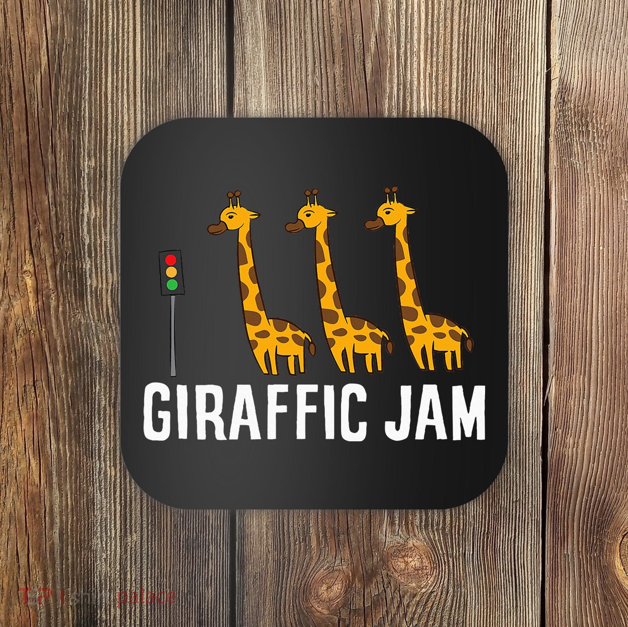 Funny Giraffic Jam Cute Giraffe Giraffe Pun Cute Giraffe Coaster