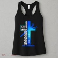 Faith God Jesus Christ Als Warrior Als Fighter Als Awareness Women's Tank Top thumb 3