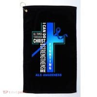 Faith God Jesus Christ Als Warrior Als Fighter Als Awareness Golf Towel thumb 0