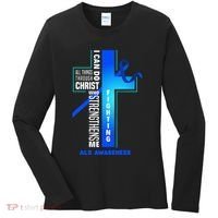 Faith God Jesus Christ Als Warrior Als Fighter Als Awareness Women's Long Sleeve Shirt thumb 0