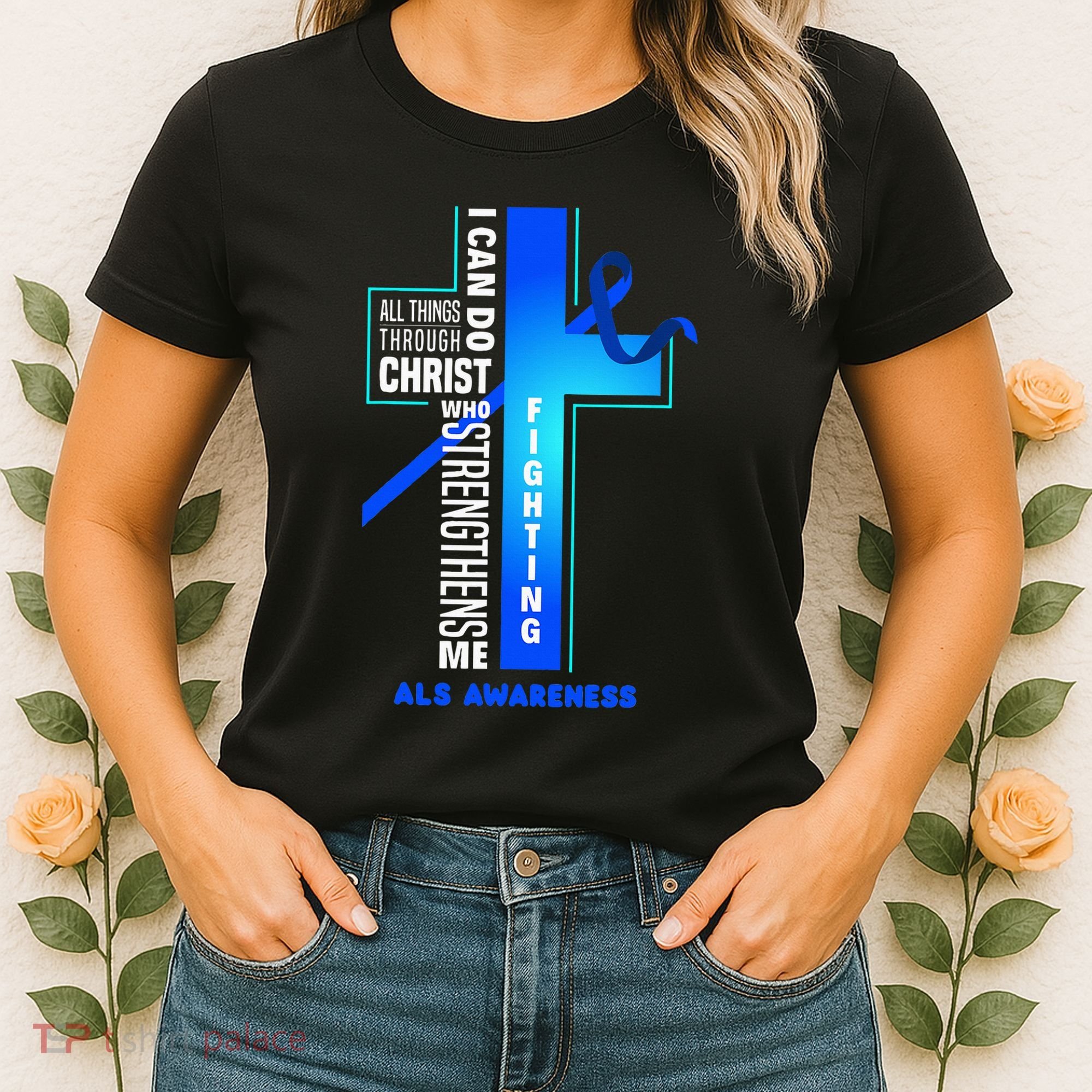 Faith God Jesus Christ Als Warrior Als Fighter Als Awareness Women's T-Shirt