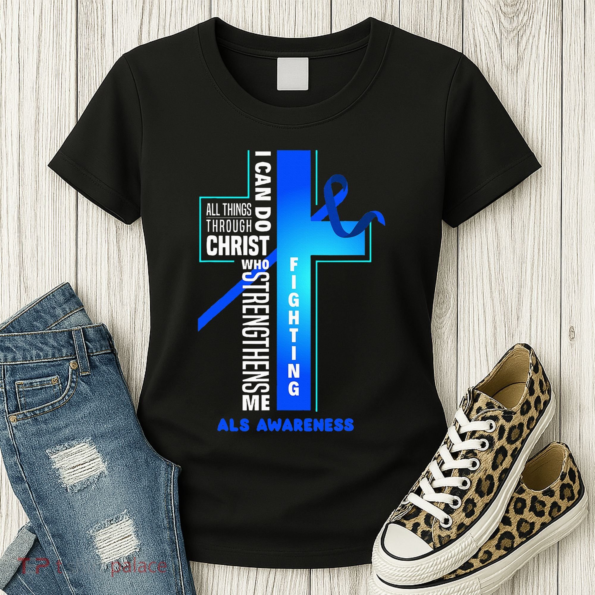 Faith God Jesus Christ Als Warrior Als Fighter Als Awareness Women's T-Shirt
