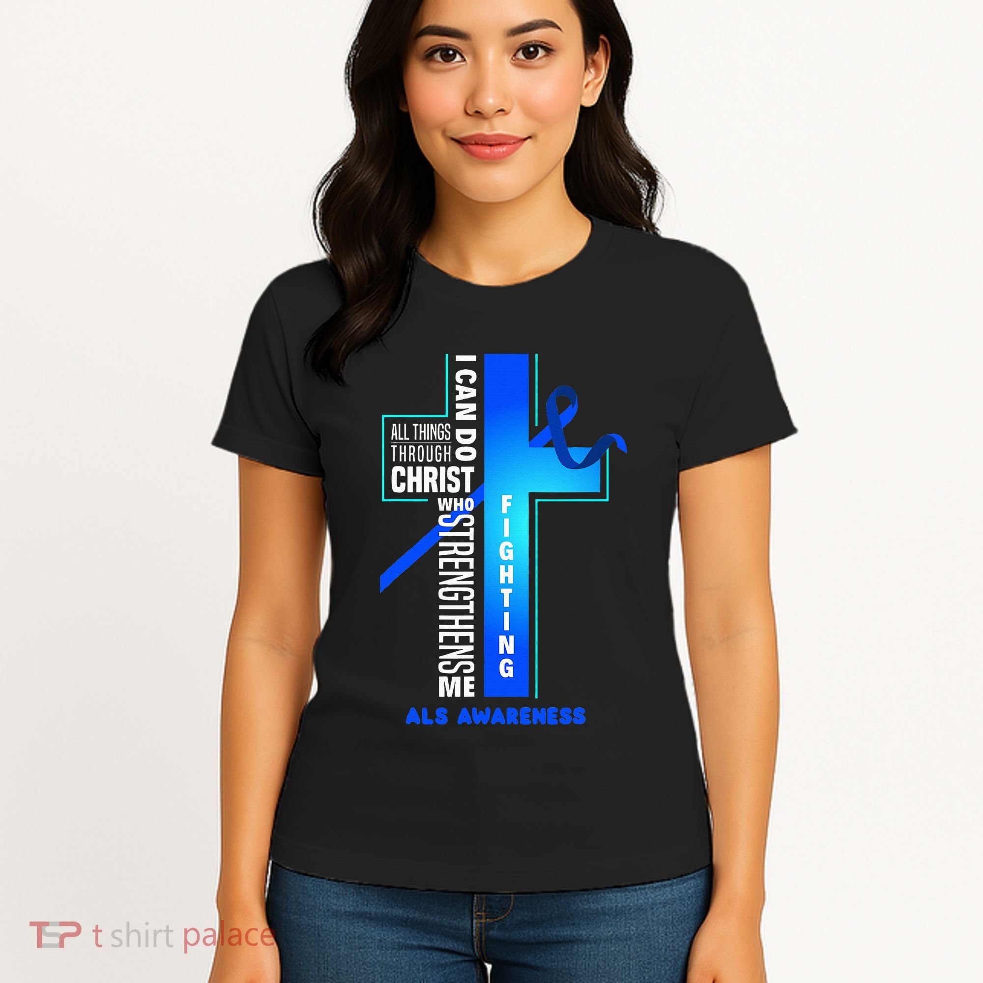 Faith God Jesus Christ Als Warrior Als Fighter Als Awareness Women's T-Shirt