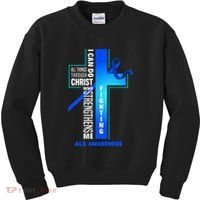 Faith God Jesus Christ Als Warrior Als Fighter Als Awareness Kids Sweatshirt thumb 0