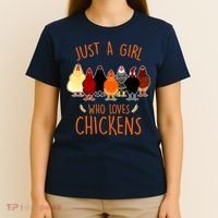 Funny Gift Just A Girl Who Loves Chickens T-Shirt thumb 4
