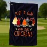 Funny Gift Just A Girl Who Loves Chickens Golf Towel thumb 1