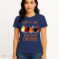 Funny Gift Just A Girl Who Loves Chickens Women's T-Shirt thumb 4