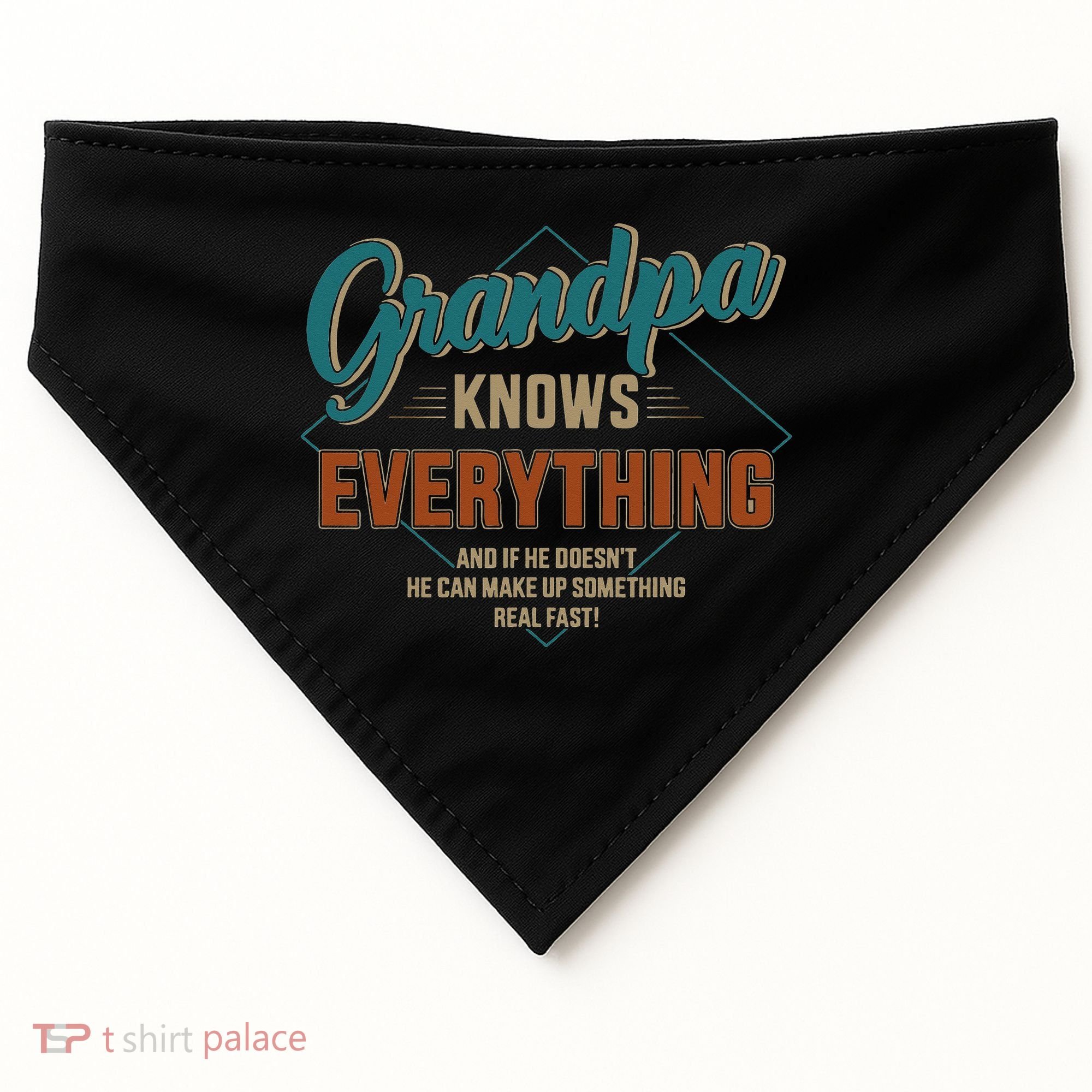 Funny grandpa knows everything for father's day USA-Made Doggie Bandana