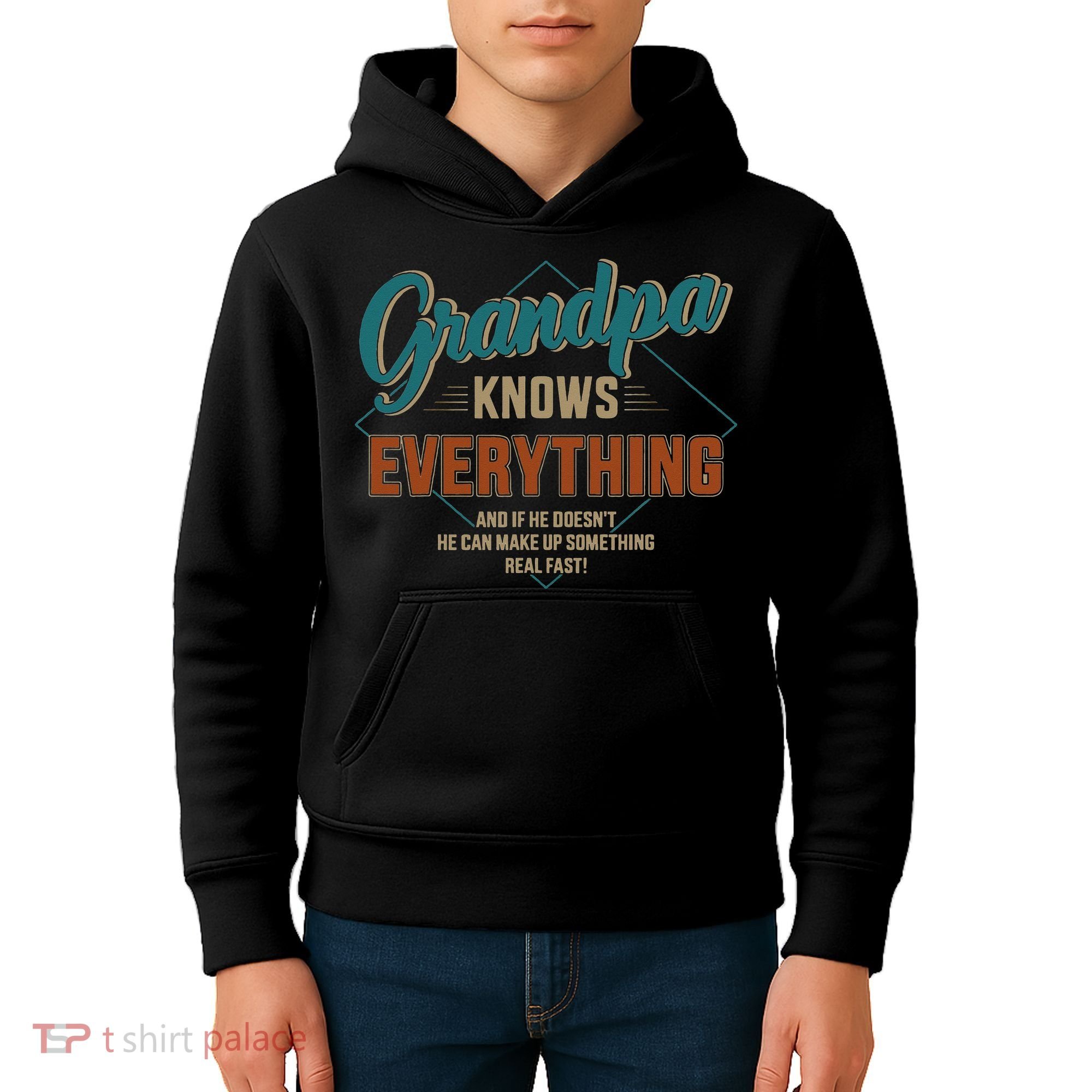 Funny grandpa knows everything for father's day Kids Hoodie