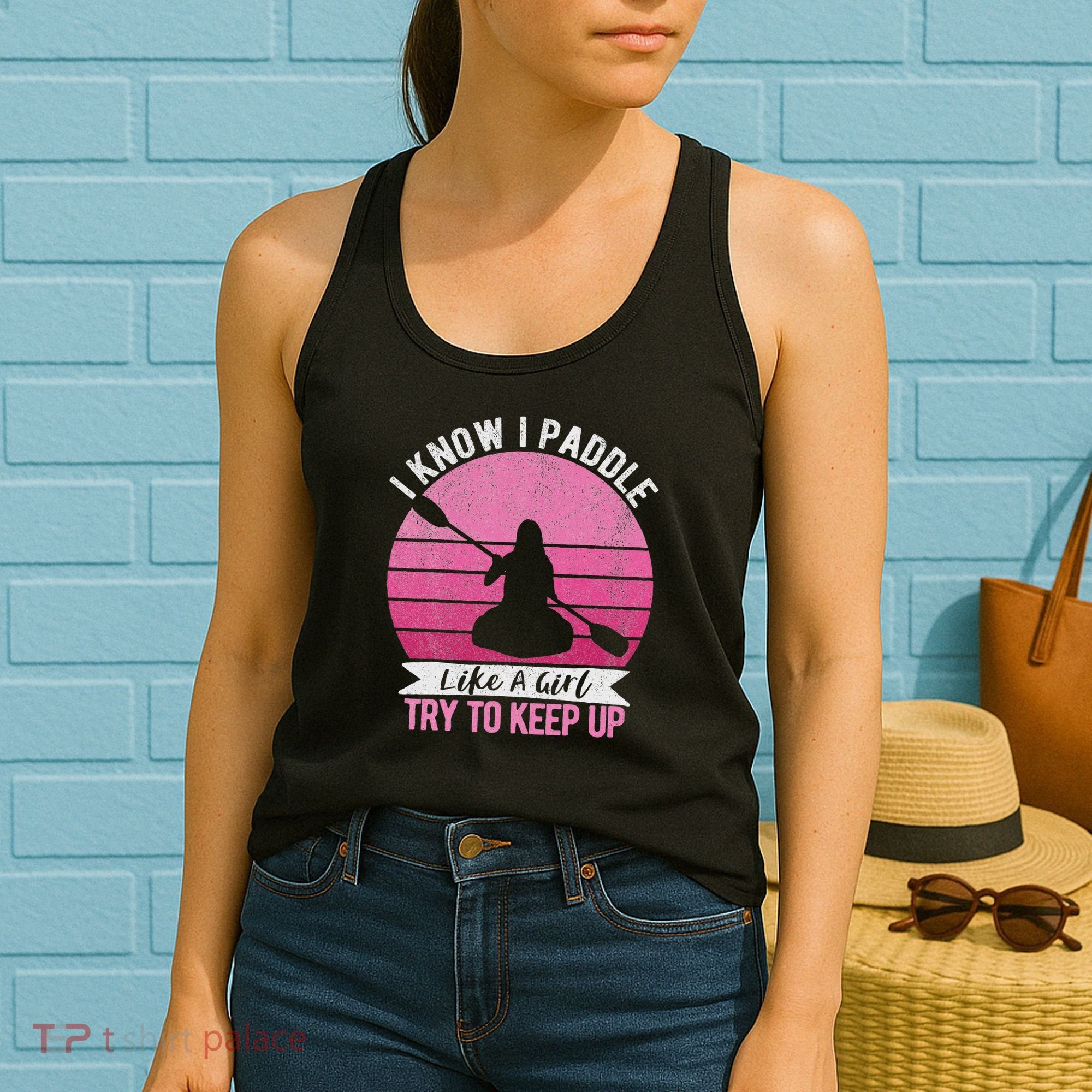 Funny Girl Kayak Retro Kayaking Paddling For Women Women's Tank Top