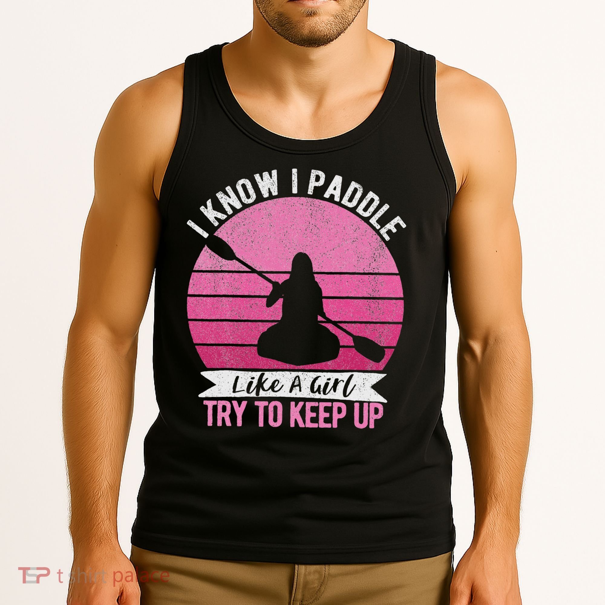 Funny Girl Kayak Retro Kayaking Paddling For Women Tank Top