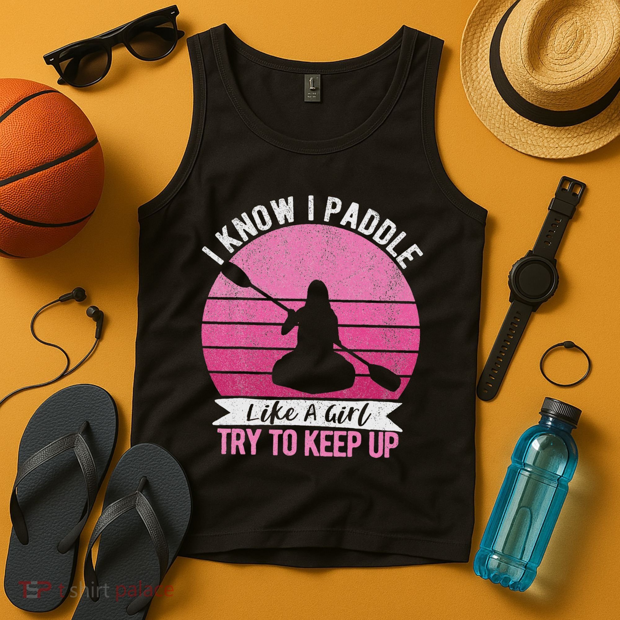 Funny Girl Kayak Retro Kayaking Paddling For Women Tank Top