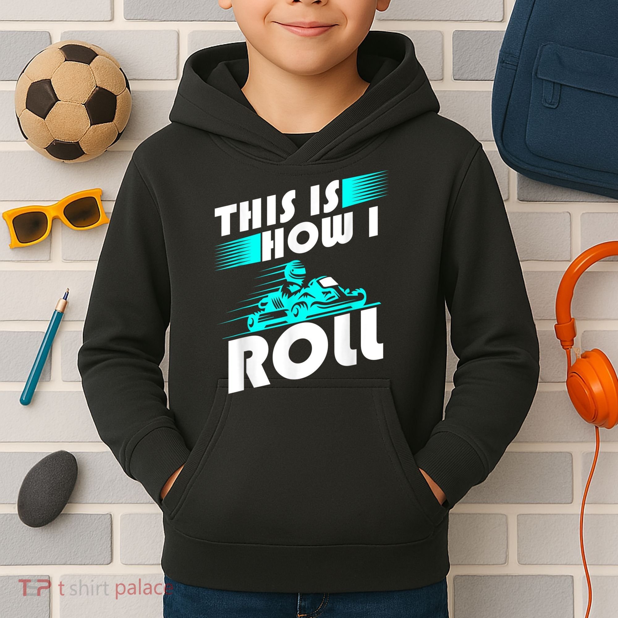 Funny Go Kart Racing Gift GoKart How I Roll Kids Hoodie