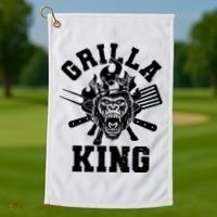 Funny Grilla King Gorilla King Of The Grill Golf Towel thumb 1