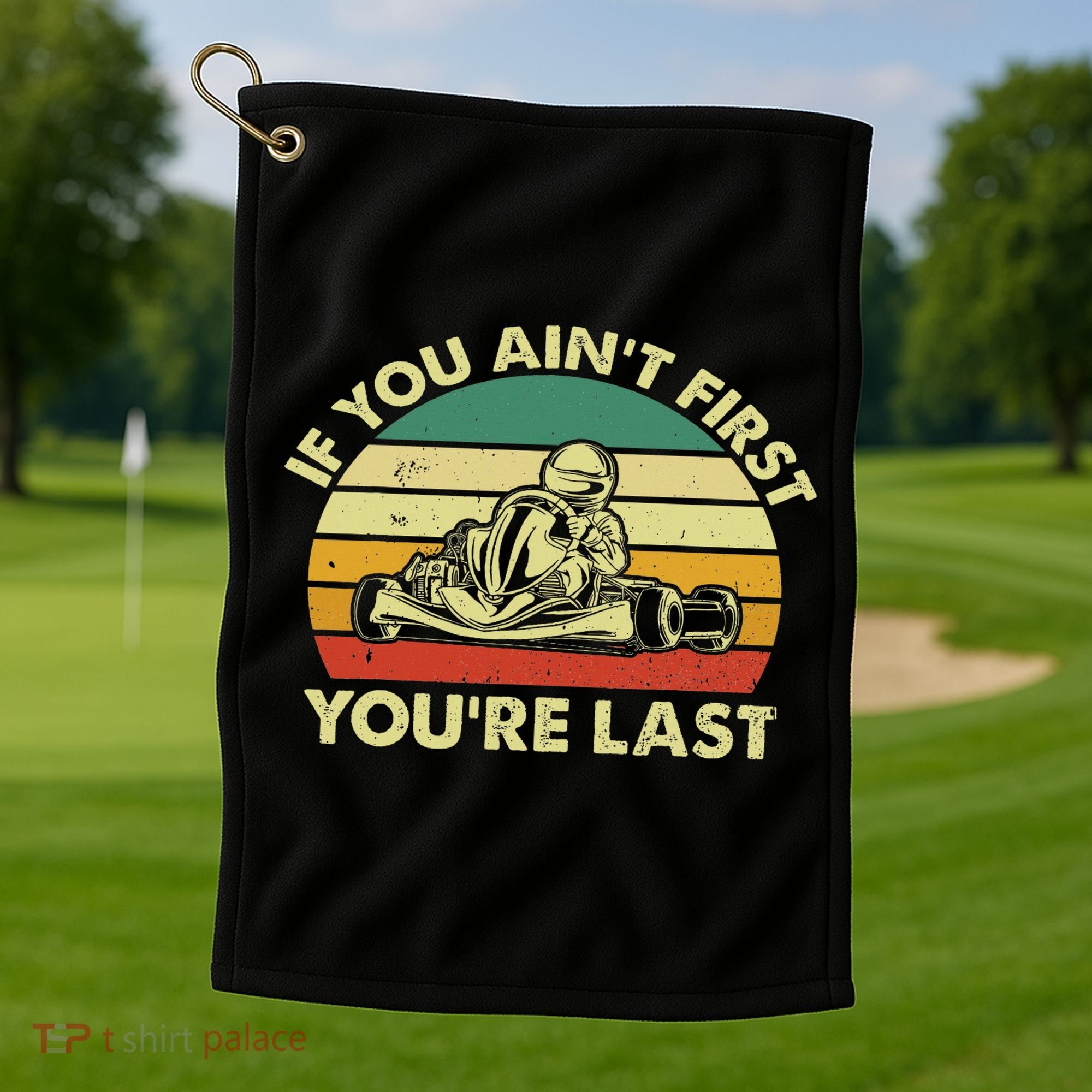 Funny Go Kart Racing Race Car Kart Racer Golf Towel