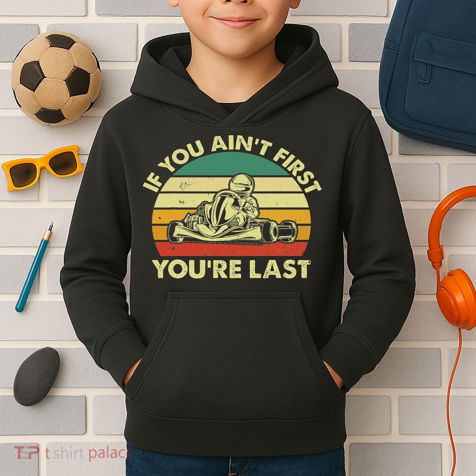 Funny Go Kart Racing Race Car Kart Racer Kids Hoodie
