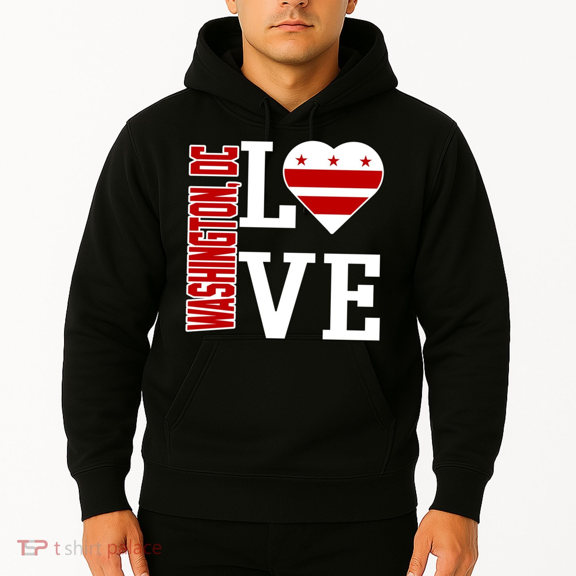 Funny Gift Love Washington D C With Washington D C Flag In A Heart  Hoodie