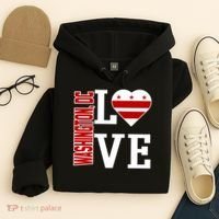 Funny Gift Love Washington D C With Washington D C Flag In A Heart  Hoodie thumb 4