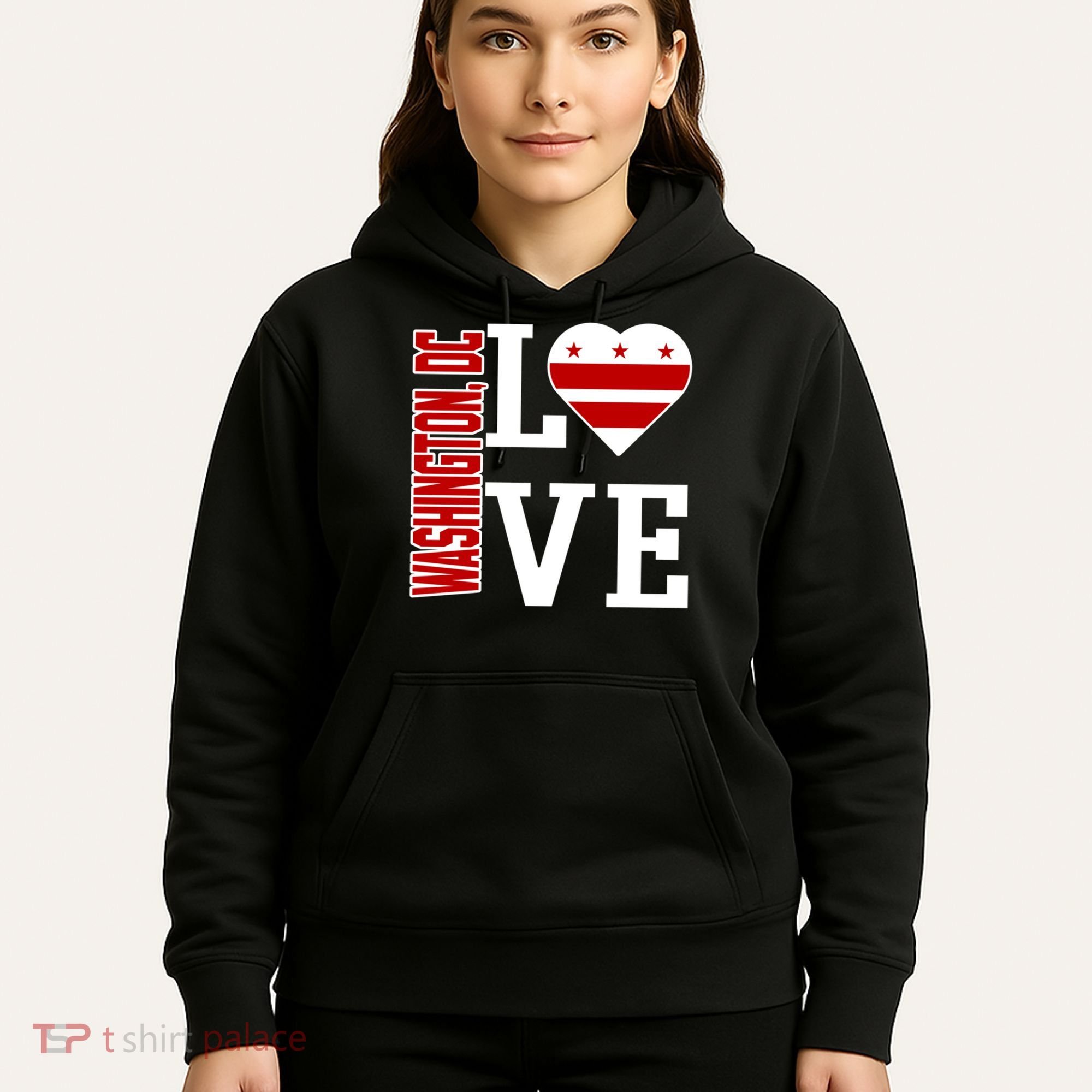Funny Gift Love Washington D C With Washington D C Flag In A Heart  Hoodie
