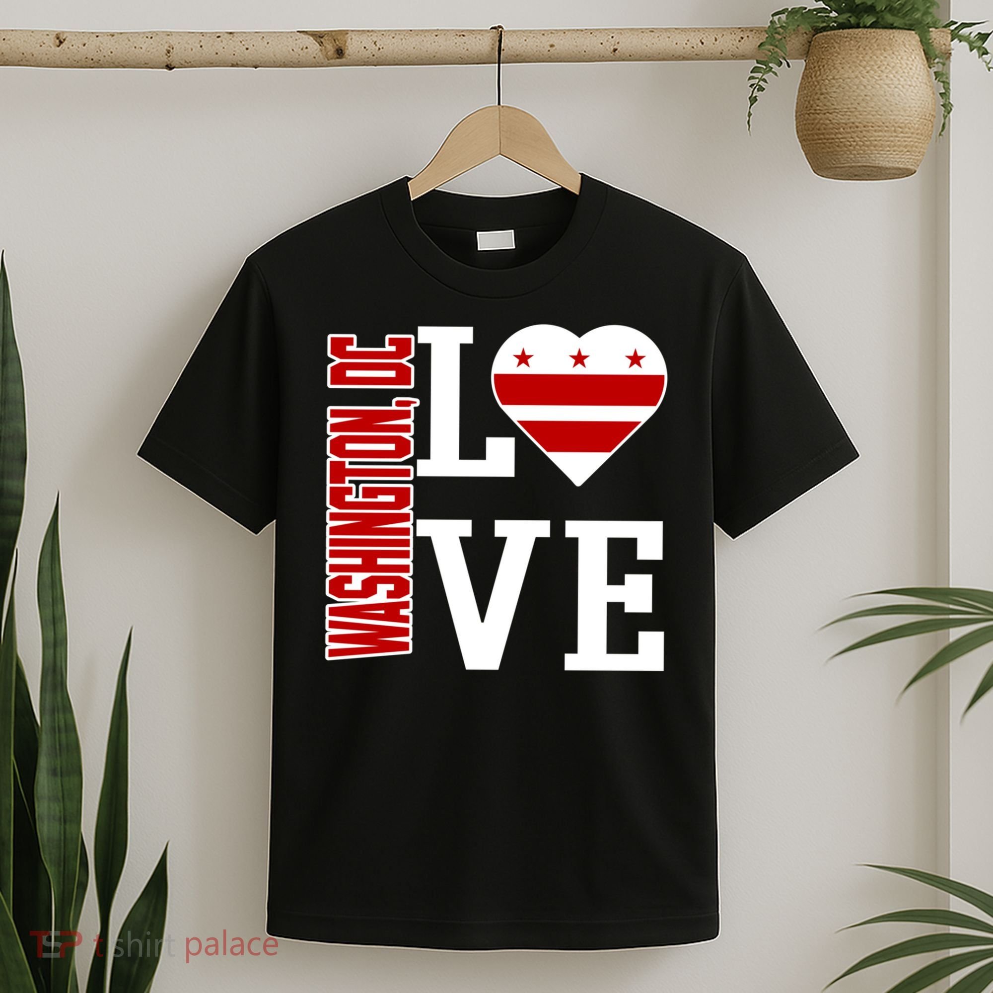 Funny Gift Love Washington D C With Washington D C Flag In A Heart  T-Shirt