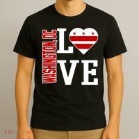 Funny Gift Love Washington D C With Washington D C Flag In A Heart  T-Shirt thumb 3