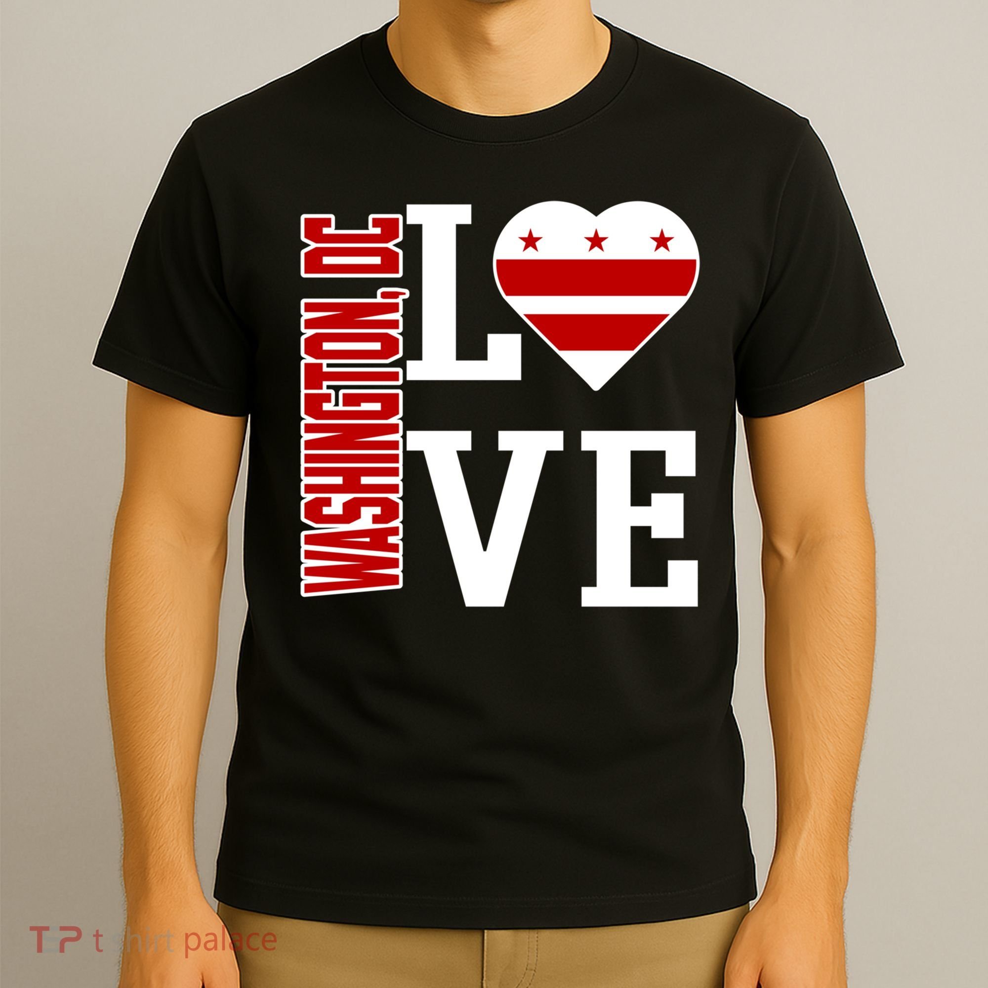 Funny Gift Love Washington D C With Washington D C Flag In A Heart  T-Shirt