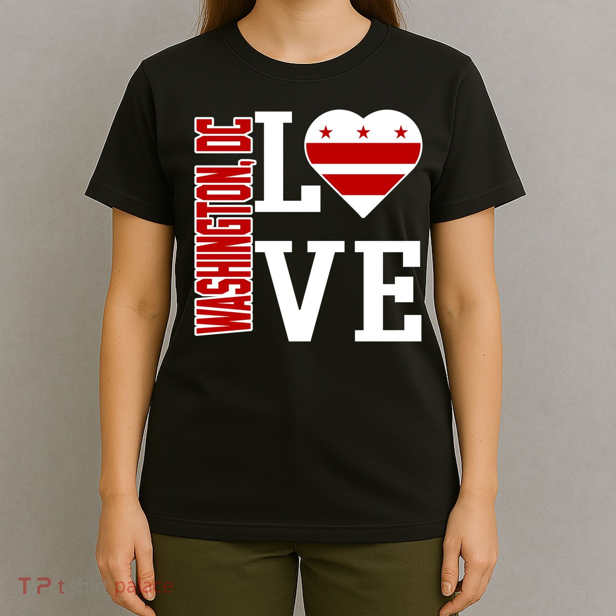 Funny Gift Love Washington D C With Washington D C Flag In A Heart  T-Shirt