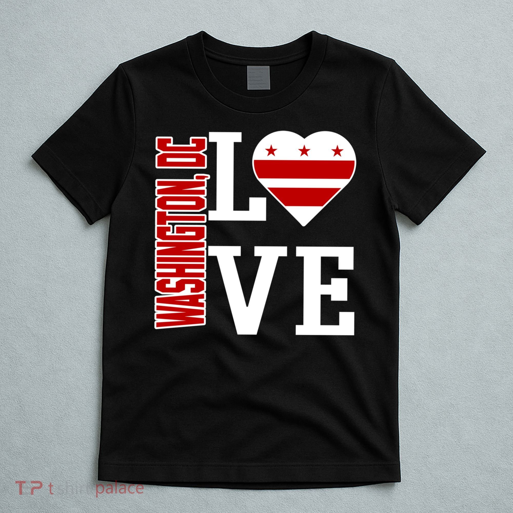 Funny Gift Love Washington D C With Washington D C Flag In A Heart  T-Shirt