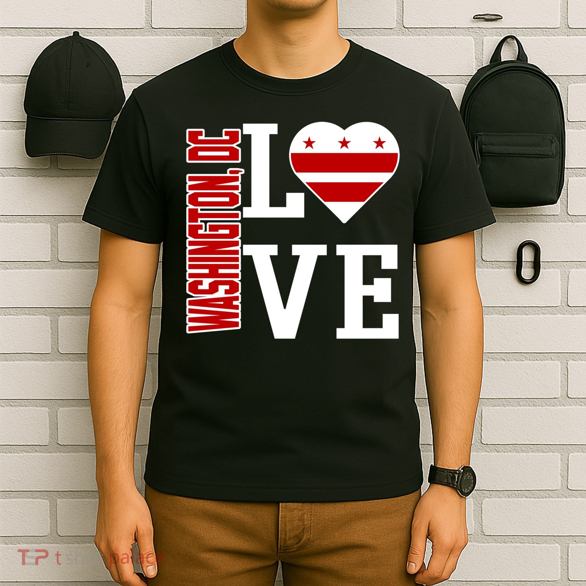 Funny Gift Love Washington D C With Washington D C Flag In A Heart  T-Shirt
