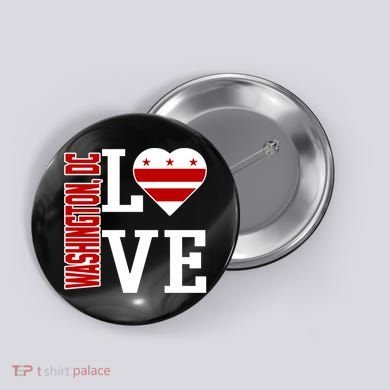 Funny Gift Love Washington D C With Washington D C Flag In A Heart  Button
