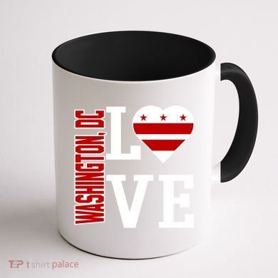 Funny Gift Love Washington D C With Washington D C Flag In A Heart  Coffee Mug back