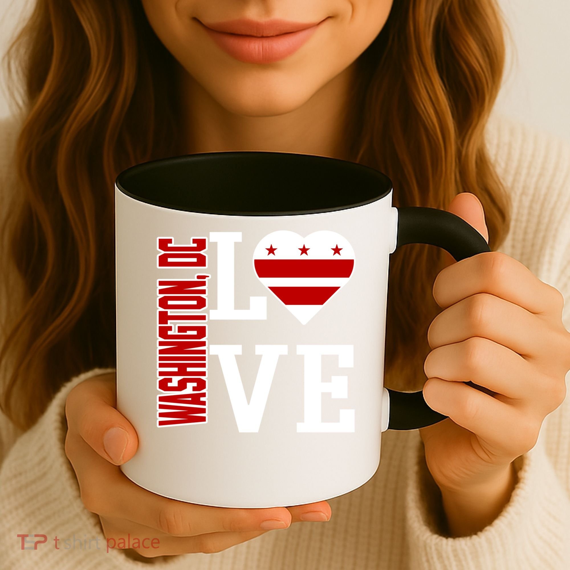 Funny Gift Love Washington D C With Washington D C Flag In A Heart  Coffee Mug