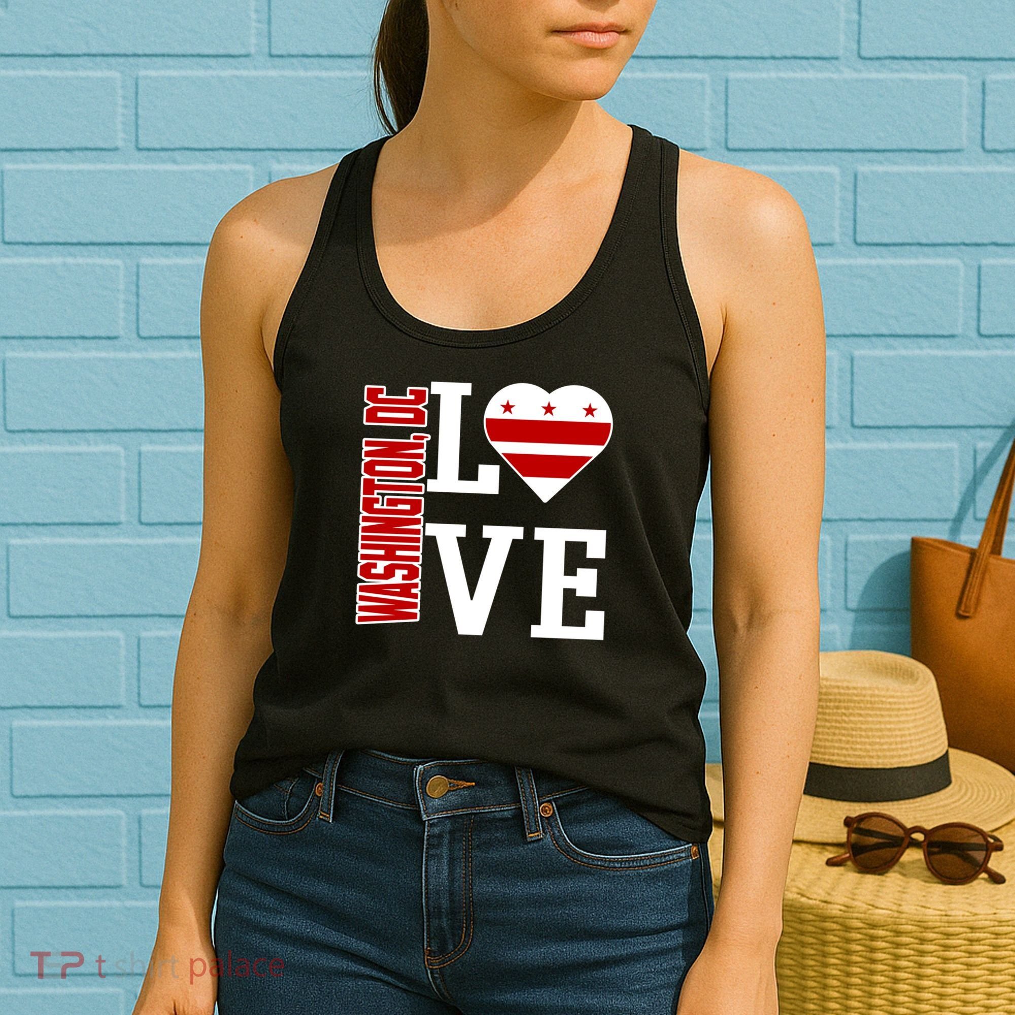 Funny Gift Love Washington D C With Washington D C Flag In A Heart  Women's Tank Top