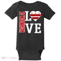 Funny Gift Love Washington D C With Washington D C Flag In A Heart  Baby Bodysuit thumb 0