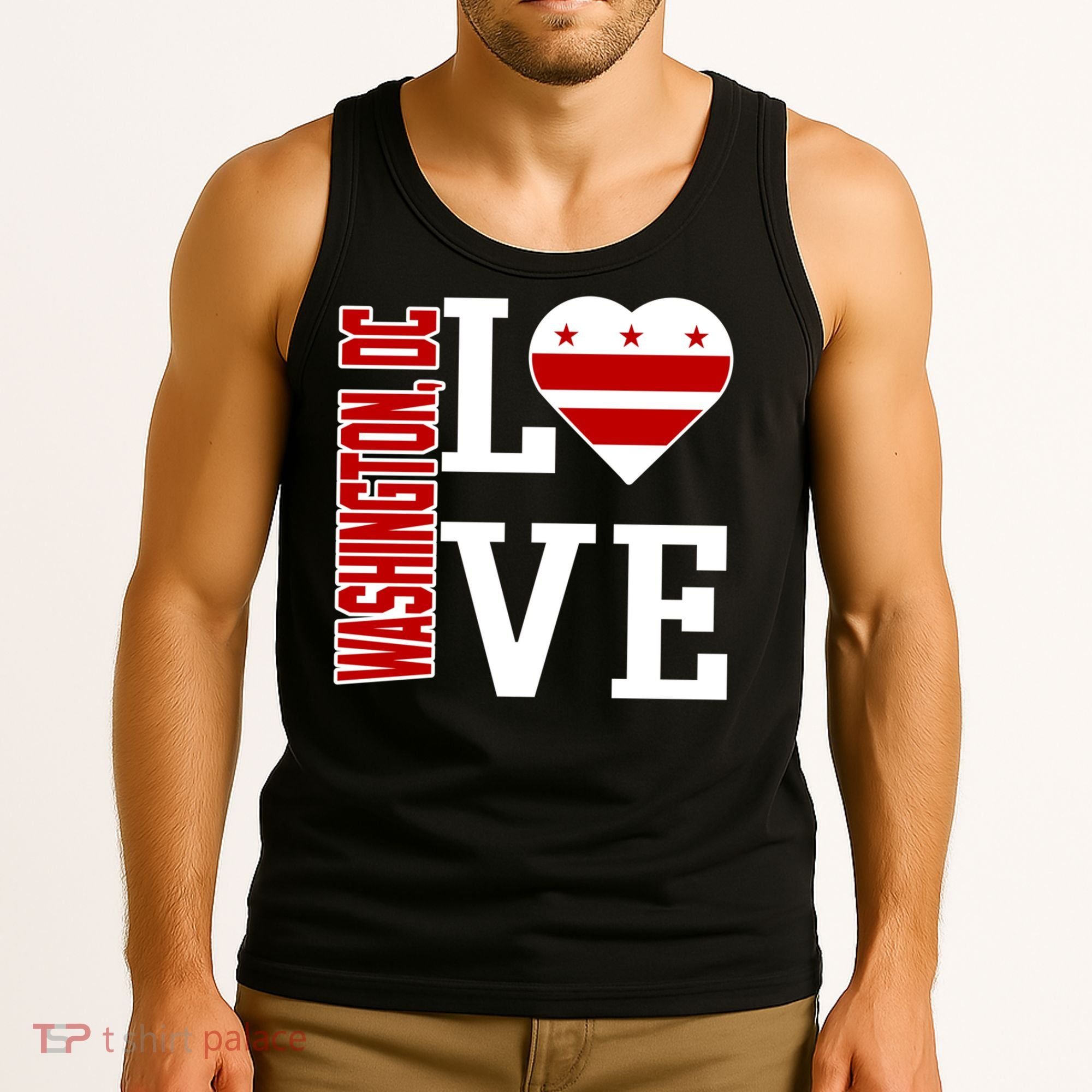 Funny Gift Love Washington D C With Washington D C Flag In A Heart  Tank Top