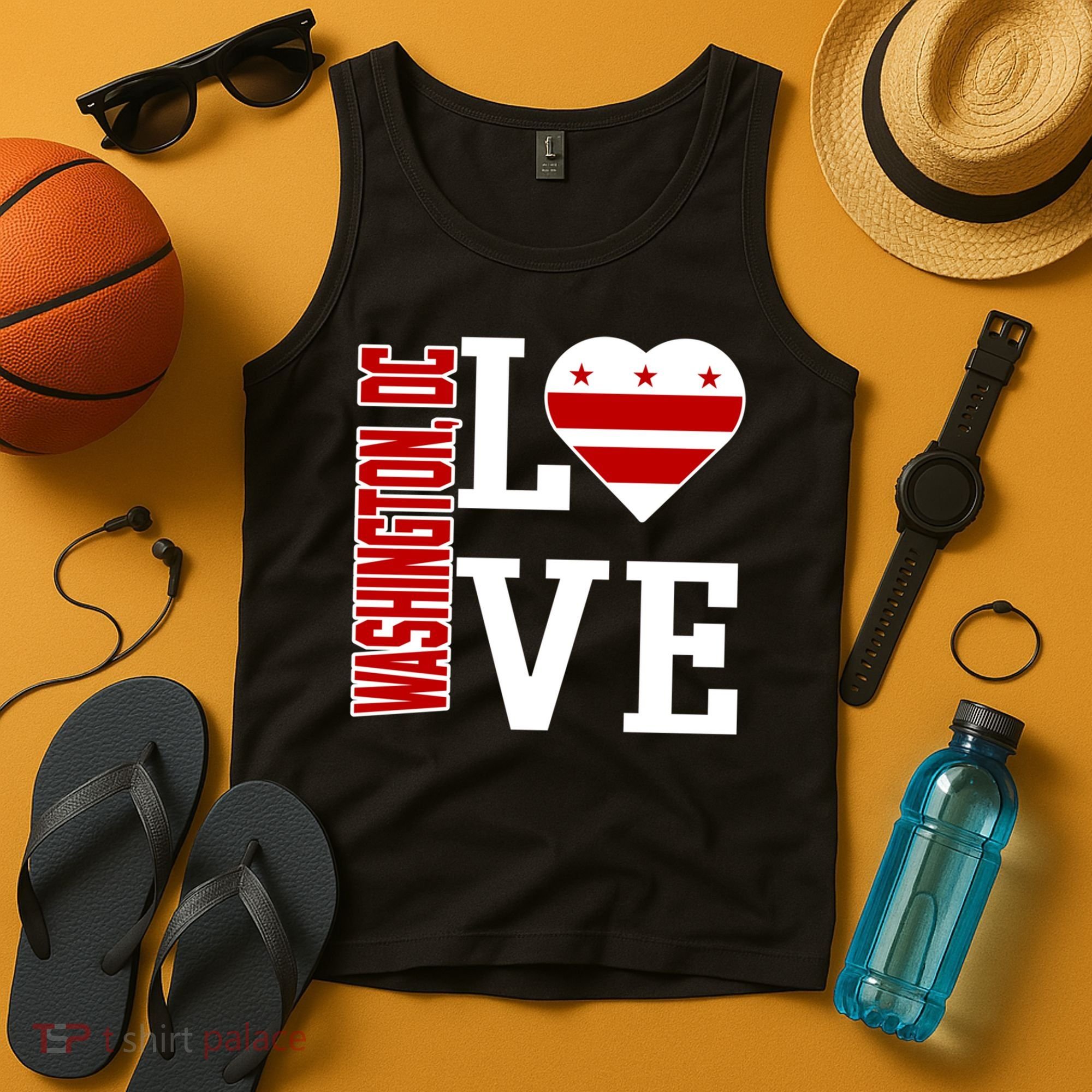 Funny Gift Love Washington D C With Washington D C Flag In A Heart  Tank Top