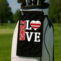 Funny Gift Love Washington D C With Washington D C Flag In A Heart  Golf Towel thumb 2
