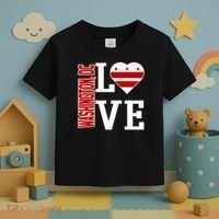 Funny Gift Love Washington D C With Washington D C Flag In A Heart  Toddler T-Shirt thumb 3