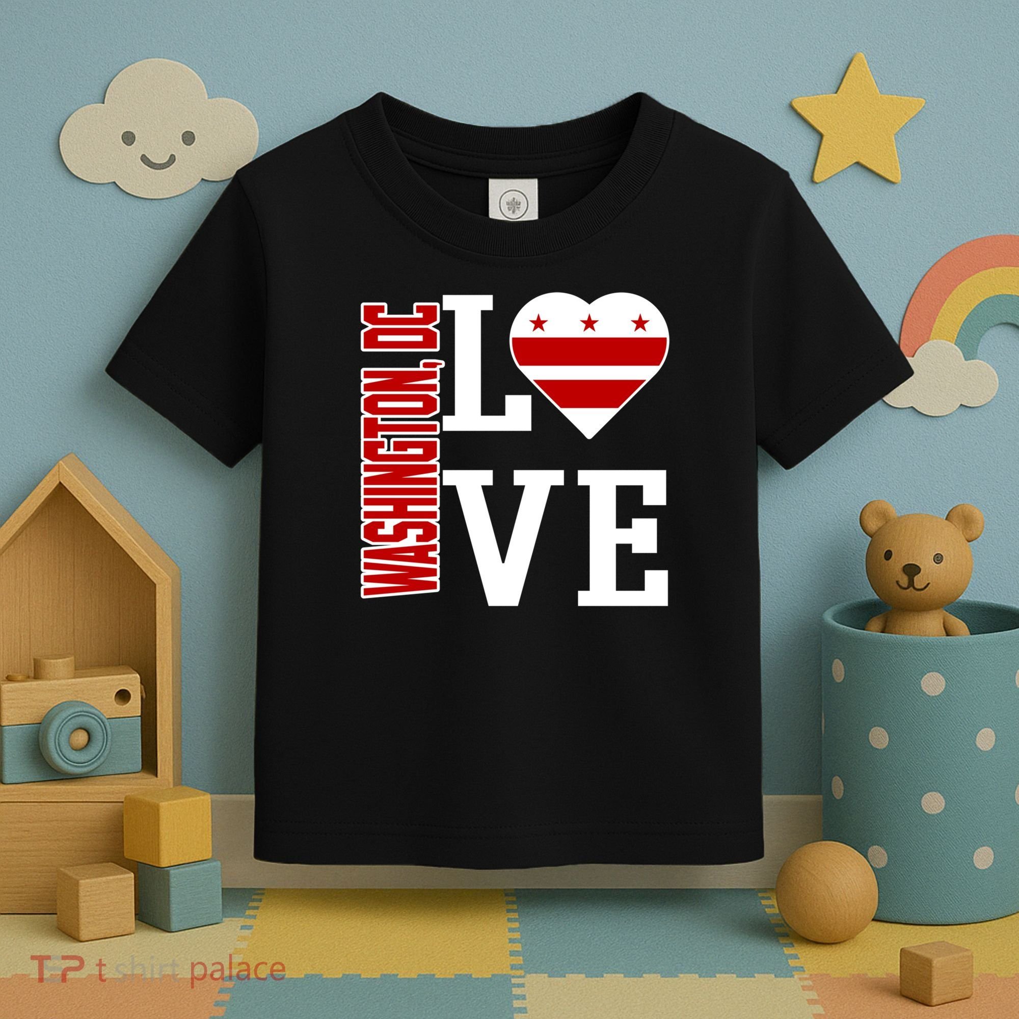Funny Gift Love Washington D C With Washington D C Flag In A Heart  Toddler T-Shirt