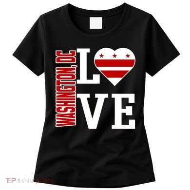 Funny Gift Love Washington D C With Washington D C Flag In A Heart  Women's T-Shirt