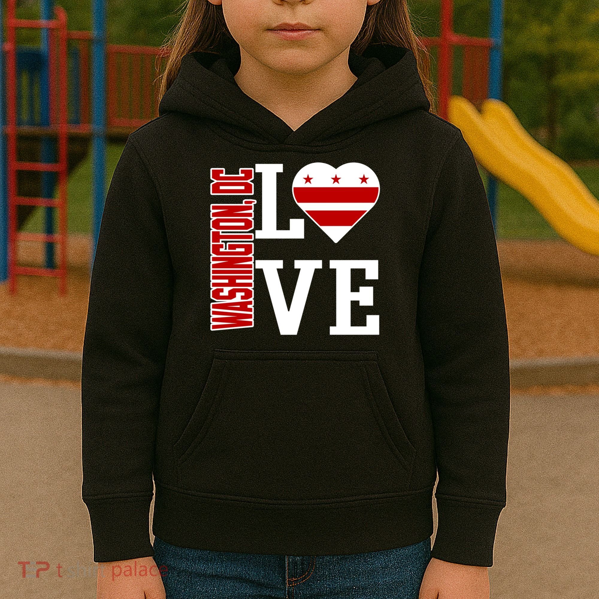Funny Gift Love Washington D C With Washington D C Flag In A Heart  Kids Hoodie
