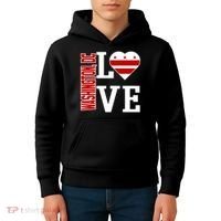 Funny Gift Love Washington D C With Washington D C Flag In A Heart  Kids Hoodie thumb 4