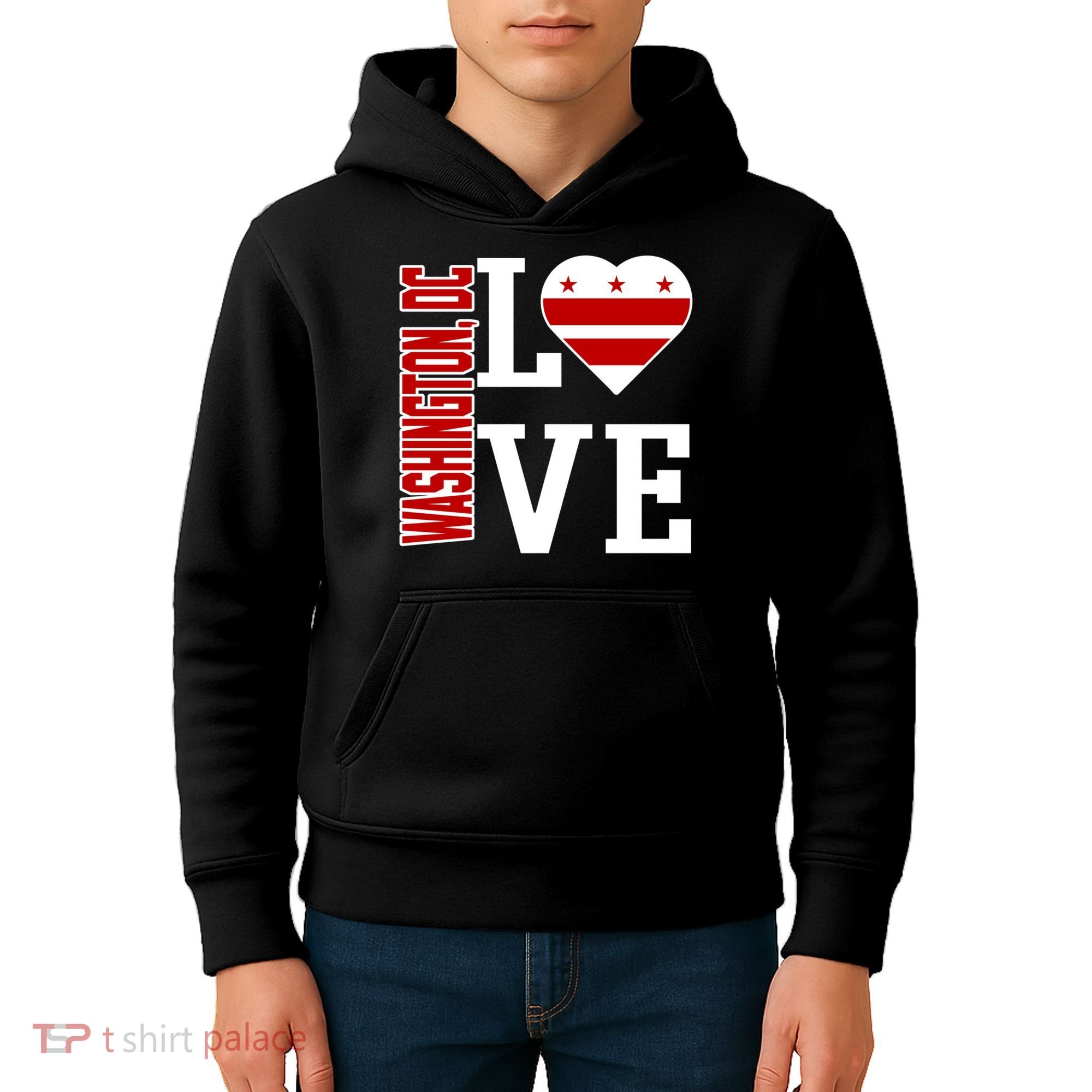 Funny Gift Love Washington D C With Washington D C Flag In A Heart  Kids Hoodie
